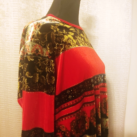 Vintage White Stag Velvety floral Christmas retro long sleeve Size XL - Picture 7 of 15